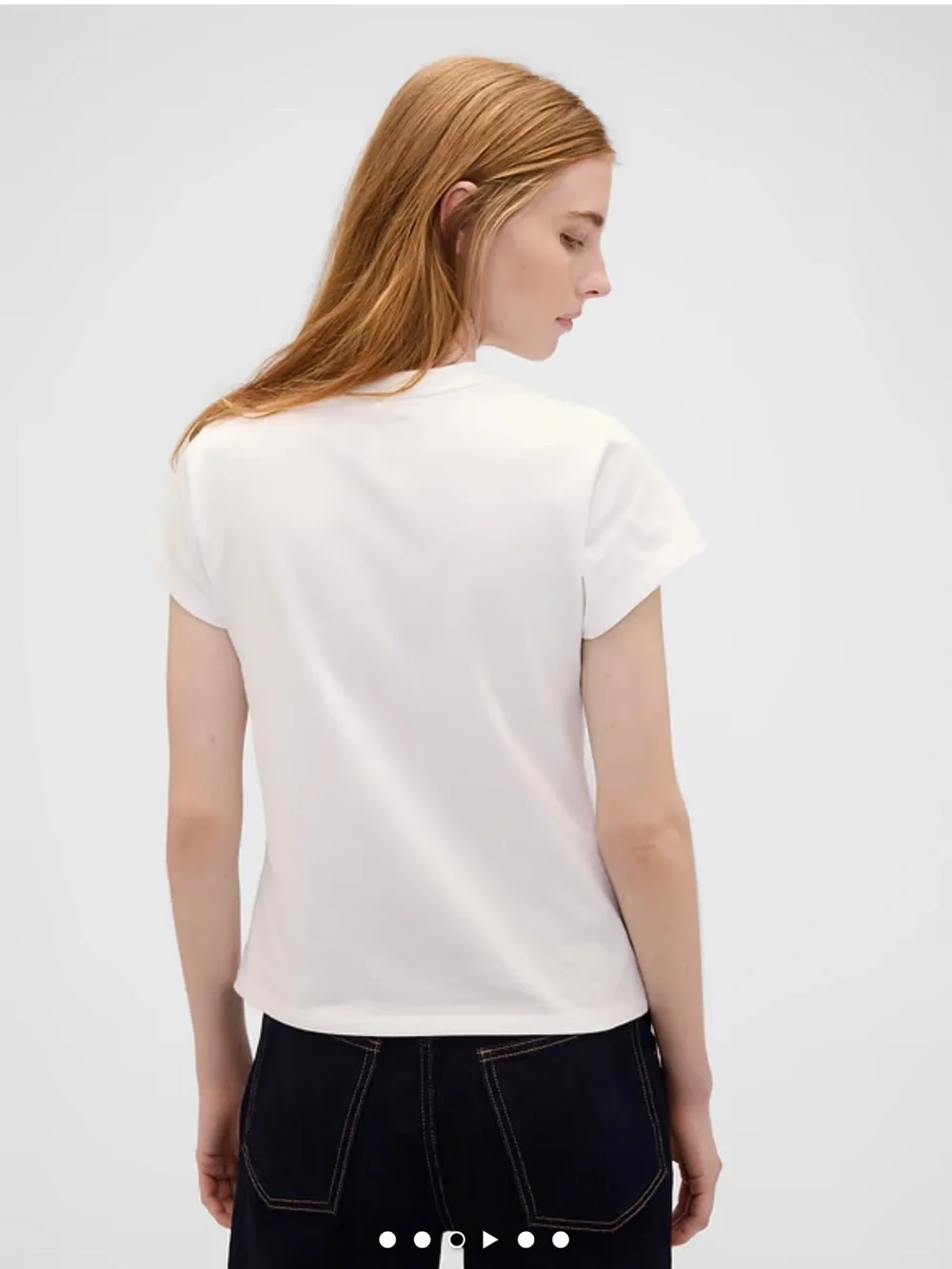 GAP X Victoria Beckham White Short Sleeve Crewneck Tee with Small Logo - Picture 3 of 4